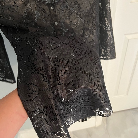New free people black lace top iridescence blouse size small peplum style - Picture 7 of 9